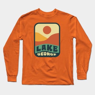 Lake George Adirondacks New York Retro Sunset Badge Long Sleeve T-Shirt